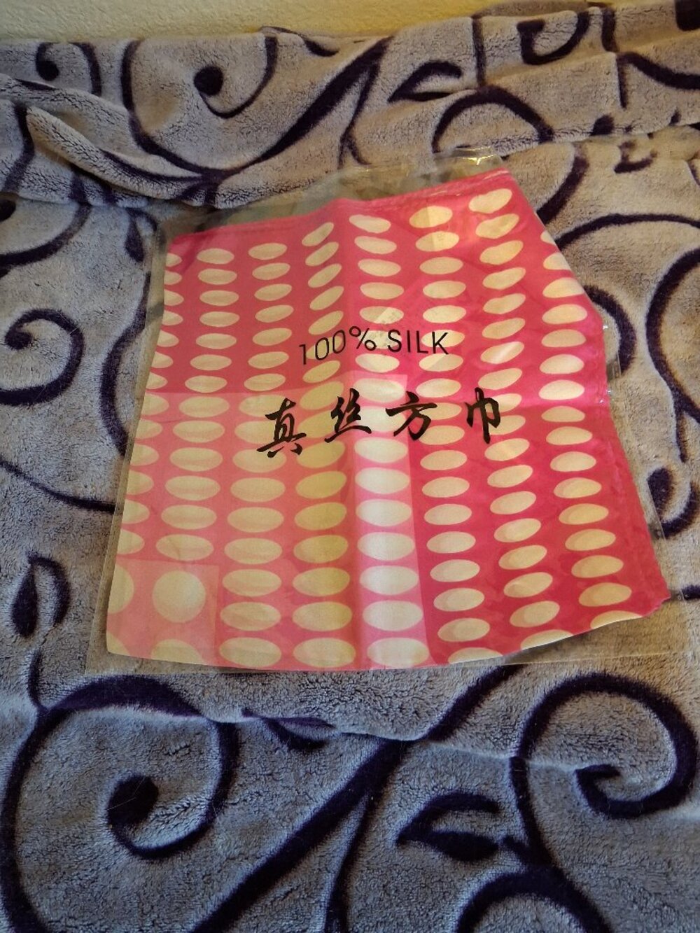 New 100% Silk small Scarf Women neckerchief Wrap pink white polka dot barbiecore
